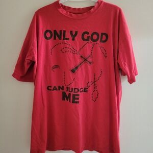 Y2K Gemrock Only God Can‎ Judge Me T-Shirt Men's Size 3XL Red